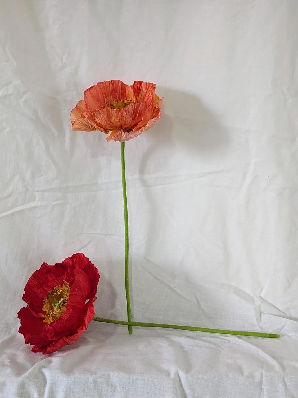 Pavots rouge et orangé en papier